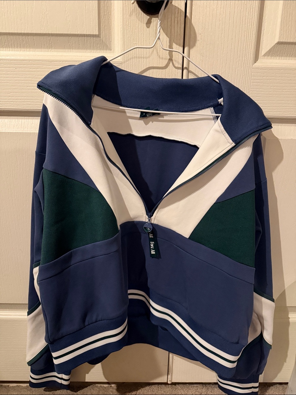 Women’s Navy & White Colorblock Varsity Zip Jacket